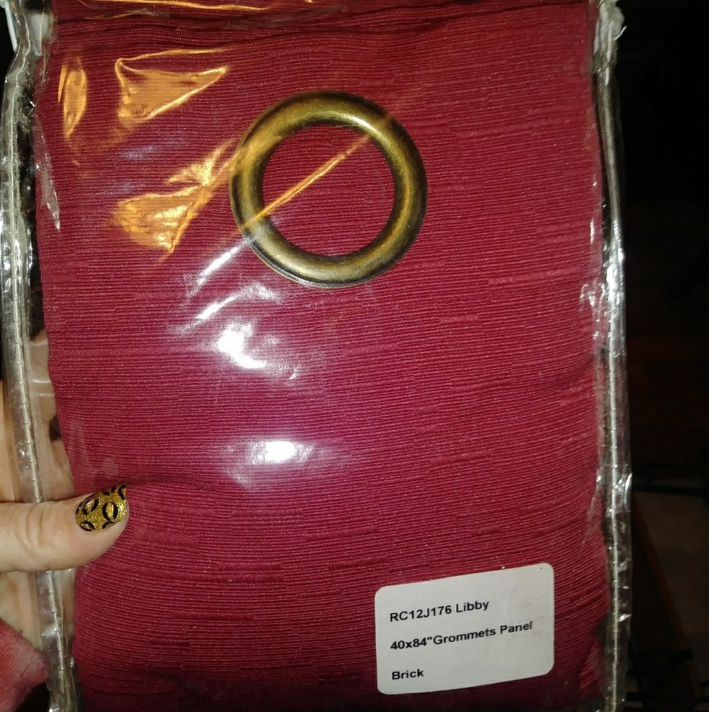 Red/brick curtain panels